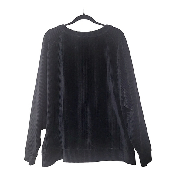 Zella Womens Black Velvet Sweatshirt Ribbed W Pockets New - Cozy Relaxed Winter - Picture 7 of 9